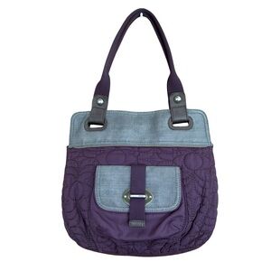 Fossil Purple Quilted Tote Satchel Handbag